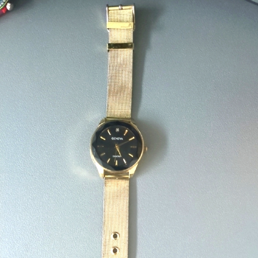 Geneva Gold and Black Watch Vintage